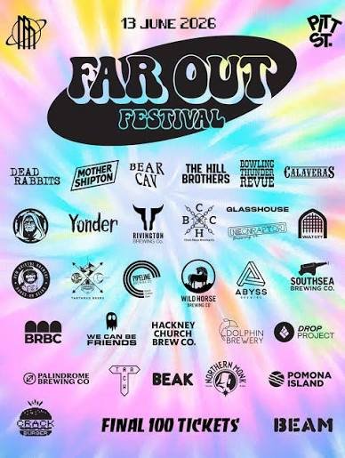 Far Out Festival Poster featuring attending breweries including Palindrome