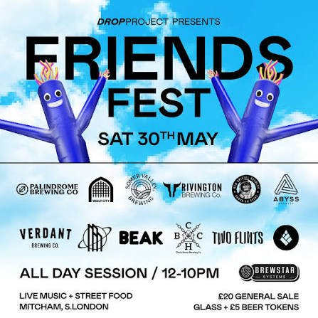 Drop Projects Friends Fest 2026 poster featuring the breweries who will be pouring